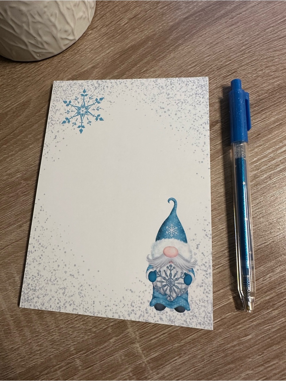 Blue Gnome Notepad for Home Office - Festive Note Paper